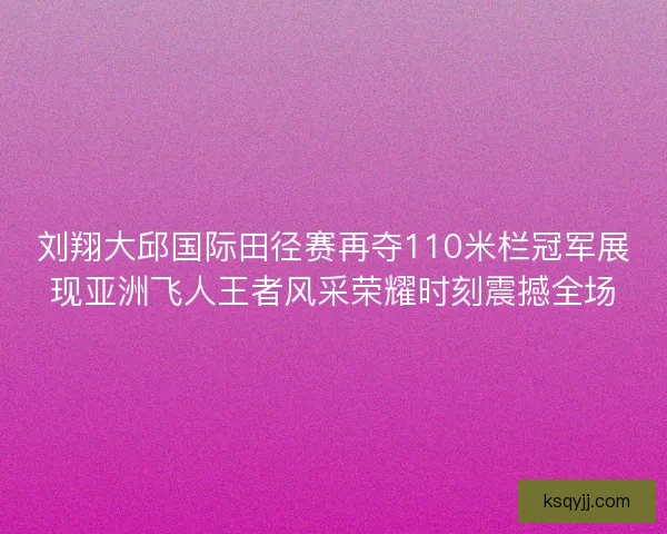 刘翔大邱国际田径赛再夺110米栏冠军展现亚洲飞人王者风采荣耀时刻震撼全场 刘翔大邱国际田径赛再夺110米栏冠军展现亚洲飞人王者风采荣耀时刻震撼全场